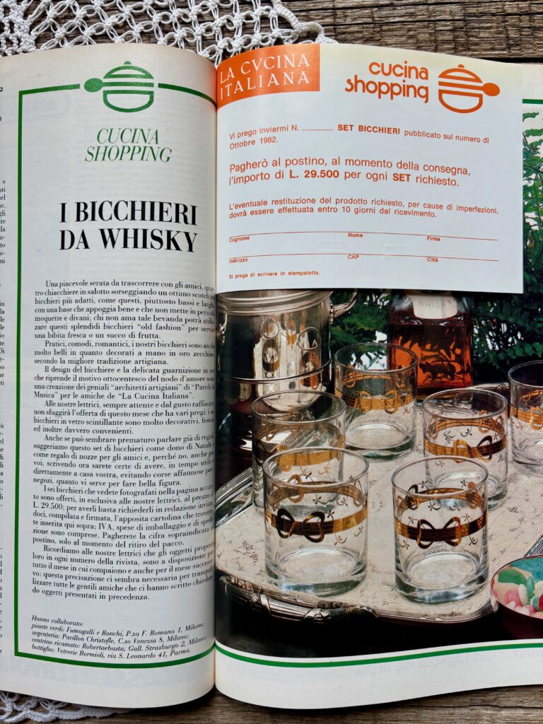Bicchieri La Cucina Italiana Ottobre 1982