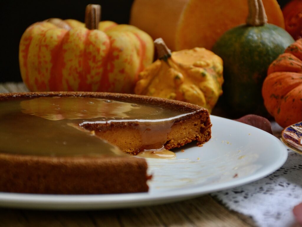 Torta di zucca con caramello al miele
